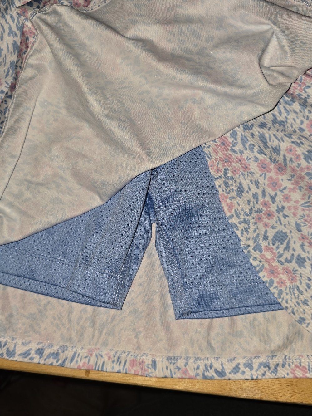Turtles & Tees Girls Floral Athletic Skort Size L Blue Pink Golf Tennis Skirt